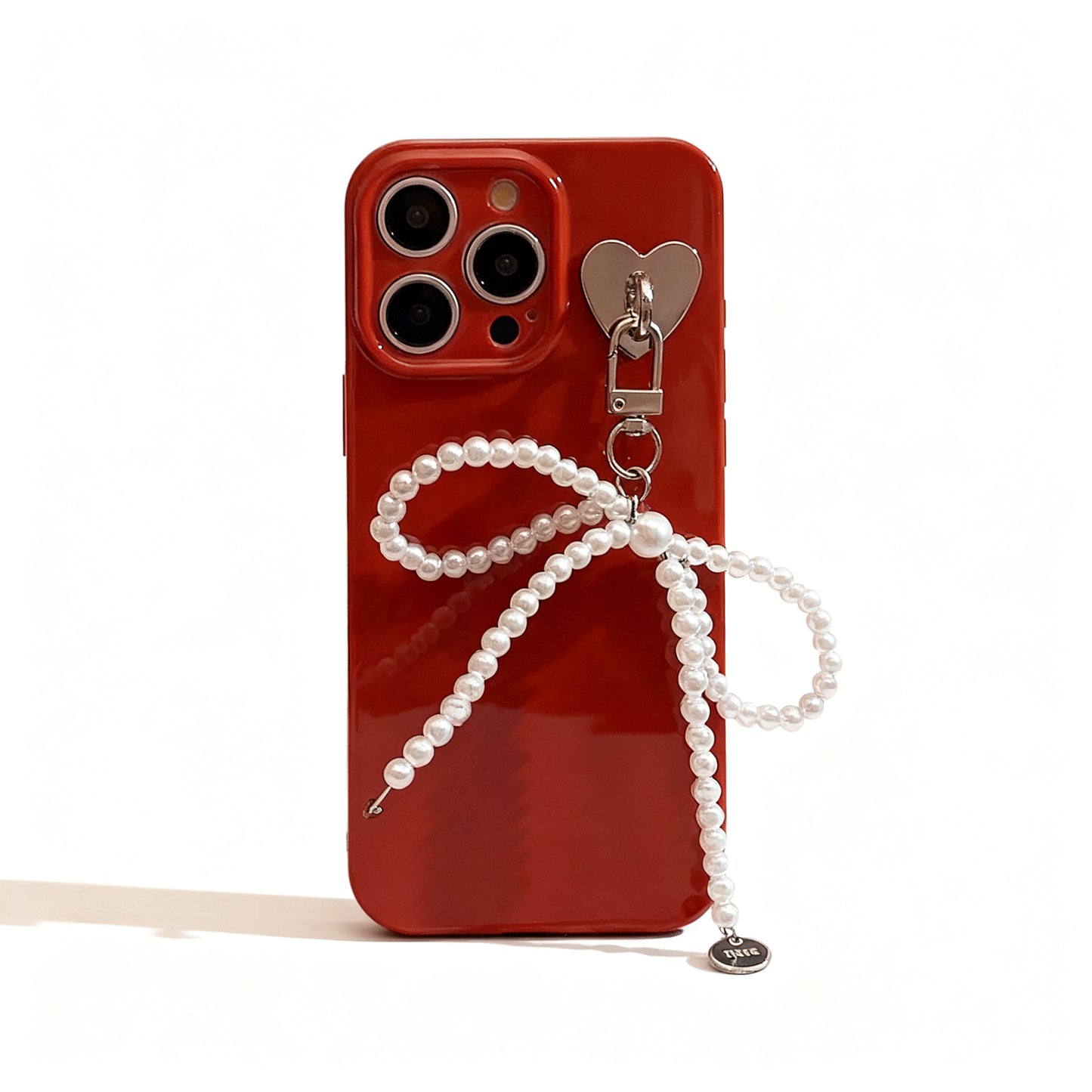 Red Pearl Bow Soft Silicone Phone Case for iPhone
