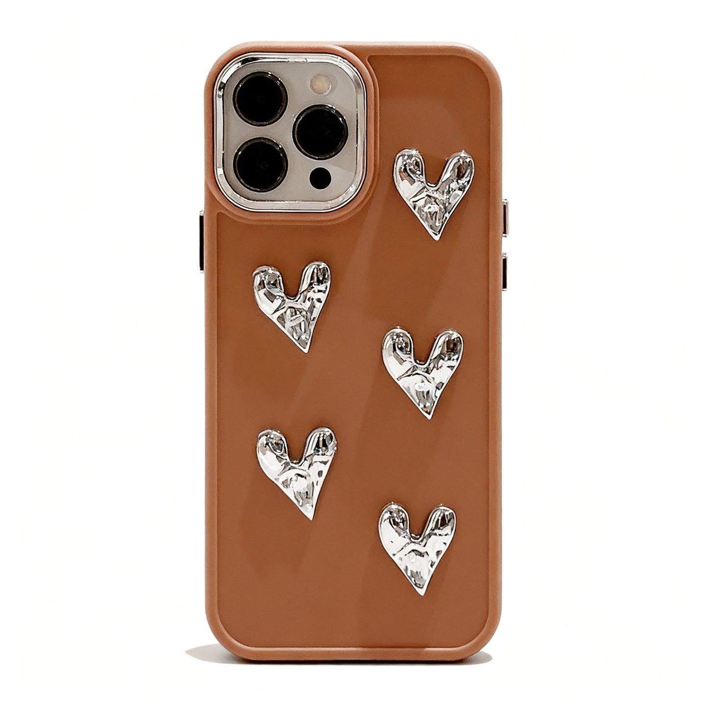 Light Gold Heart Pattern Wrinkled Phone Case for iPhone