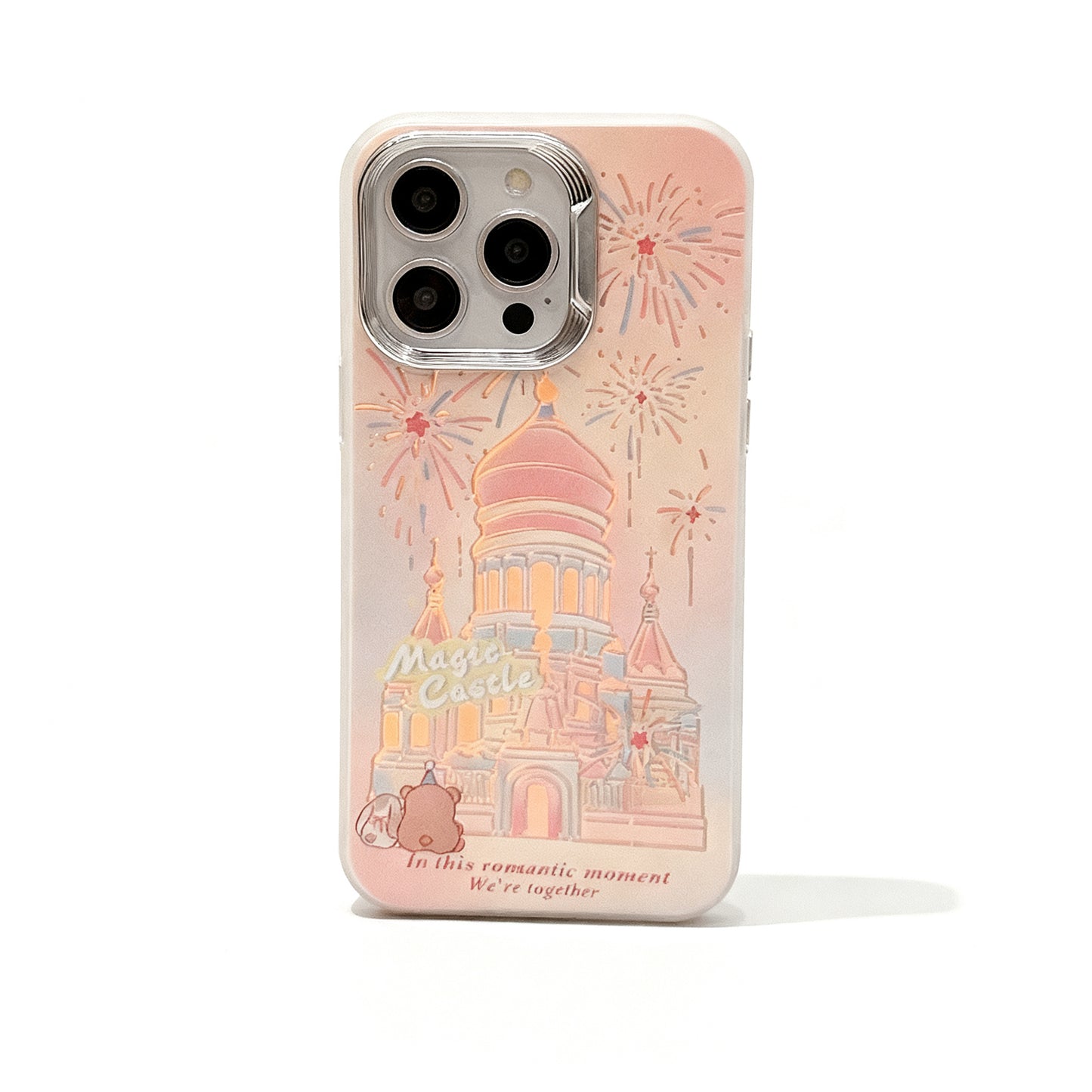 Cute Pink Castle Fireworks Soft Phone Case for iPhone