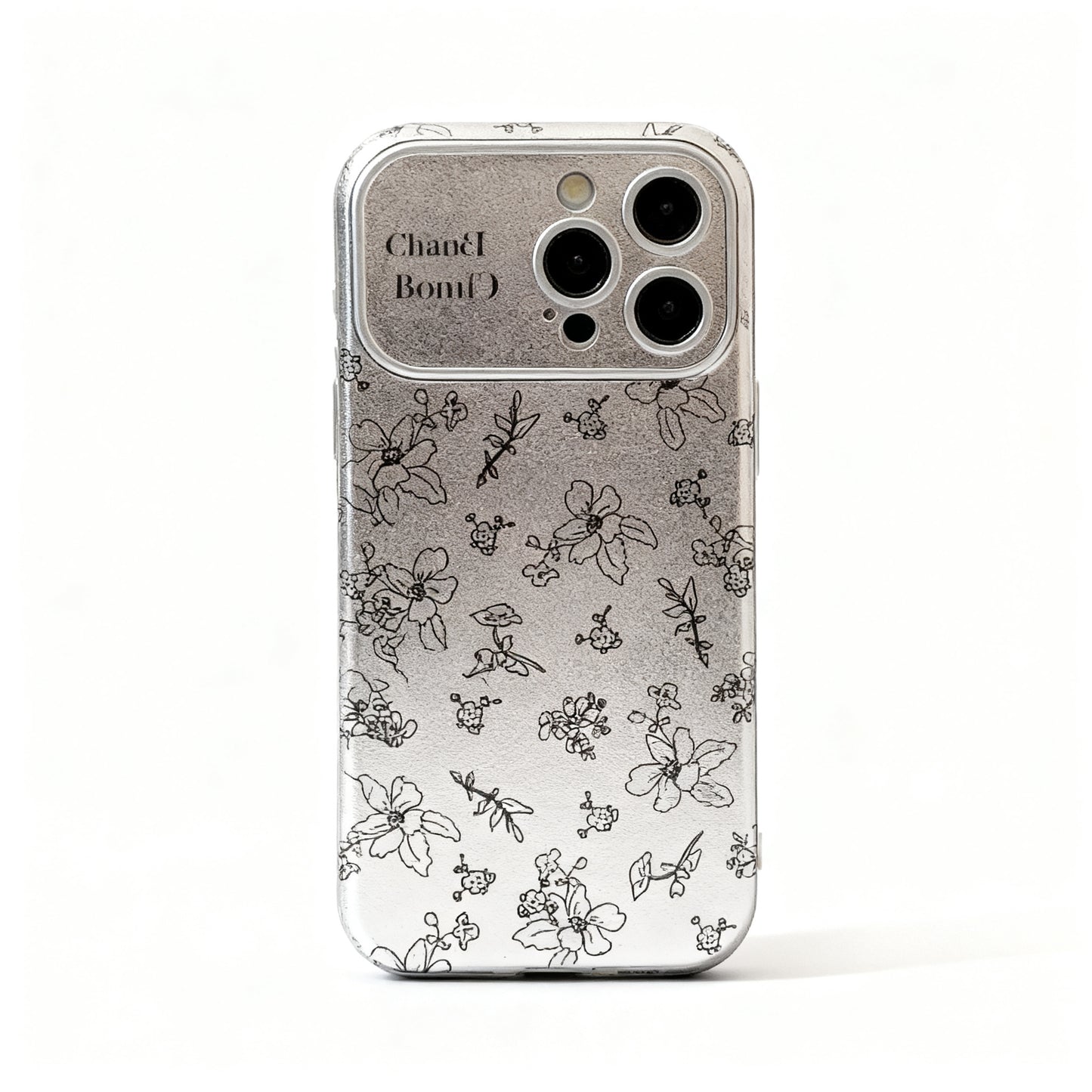 Silver Floral Luxury Leather Phone Case for iPhone