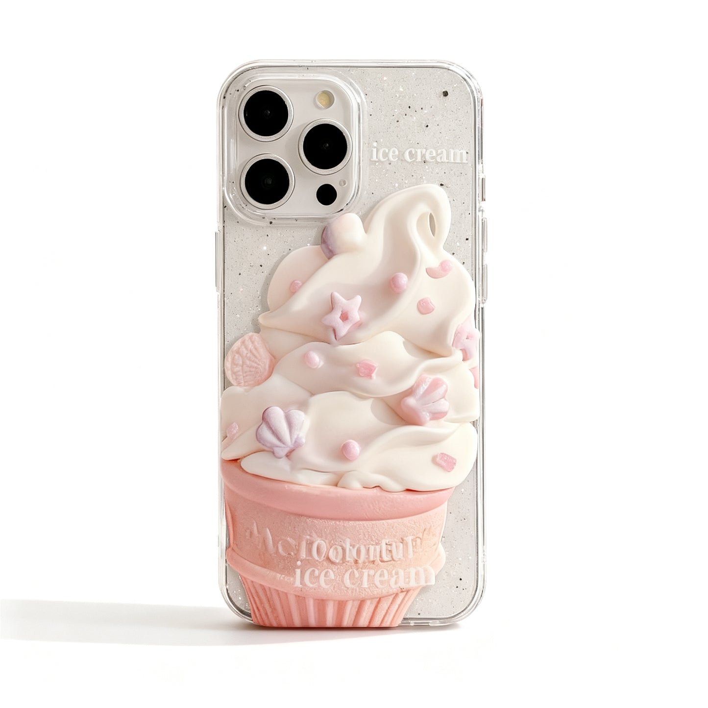 Transparent Glitter Ice Cream Soft Phone Case for iPhone