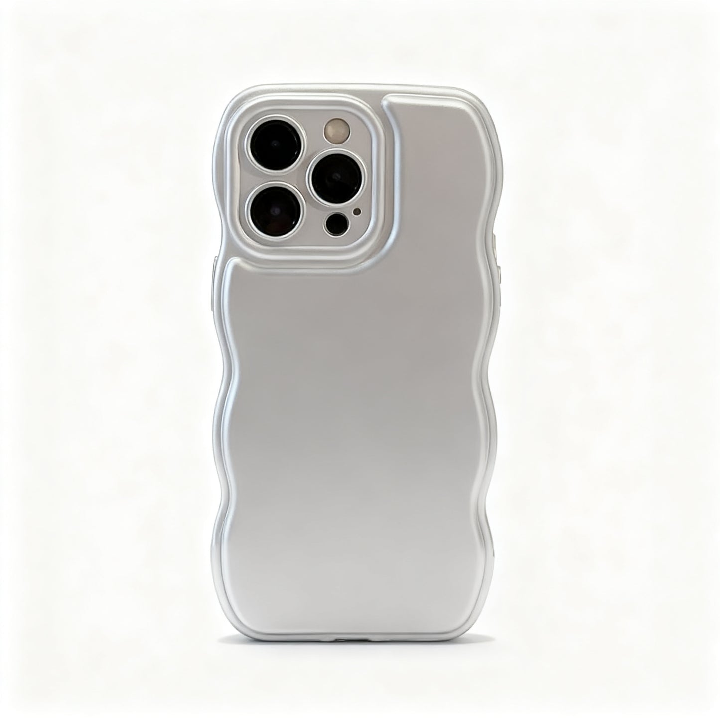 Metallic Silver Wavy Edge Phone Case for iPhone