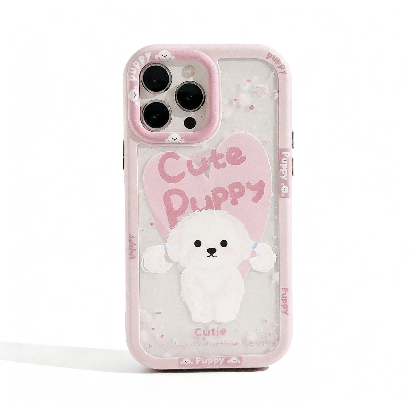 Cute Pink Heart Dog Phone Case with Magnetic Feature for iPhone