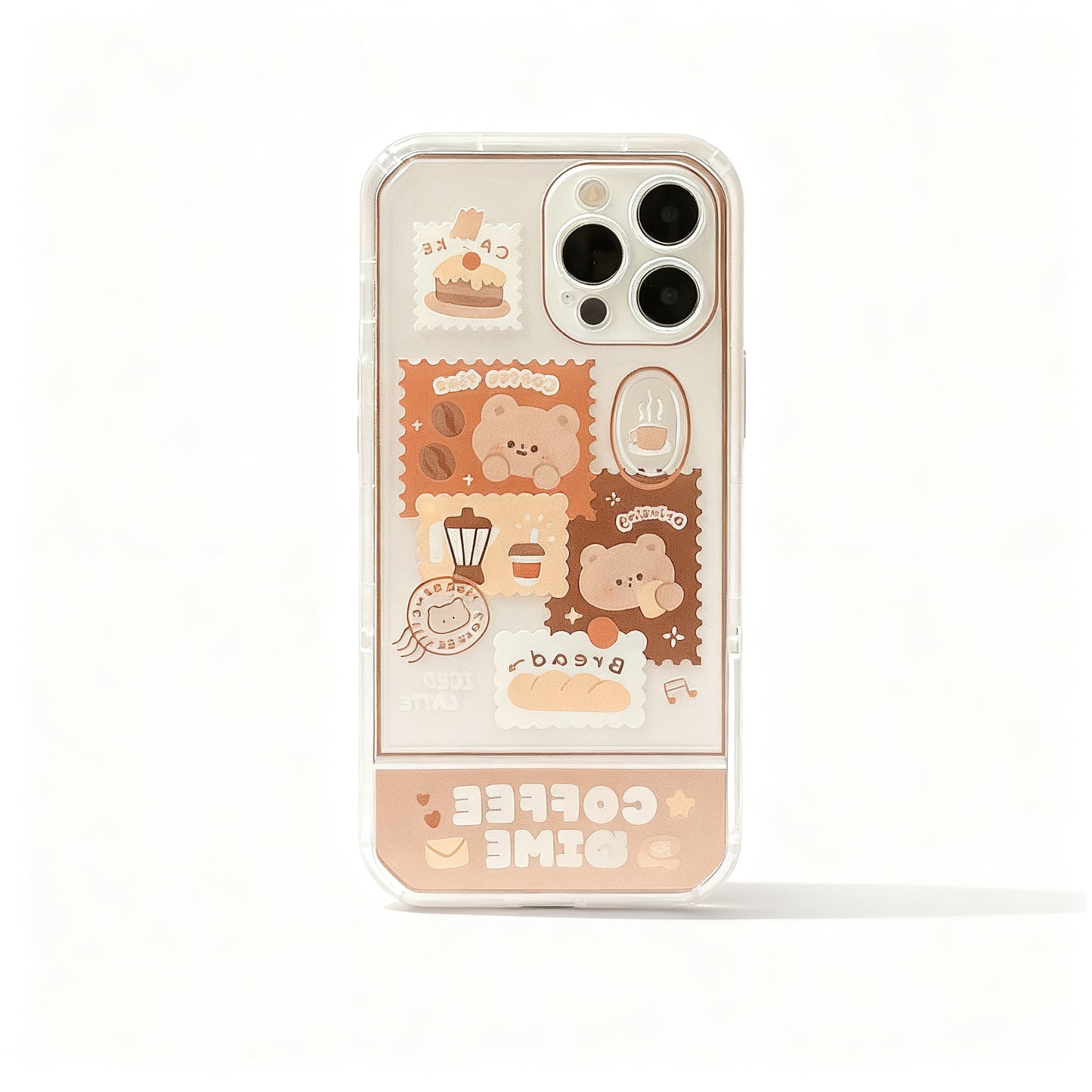 Transparent Pink Floral Stand Phone Case for iPhone