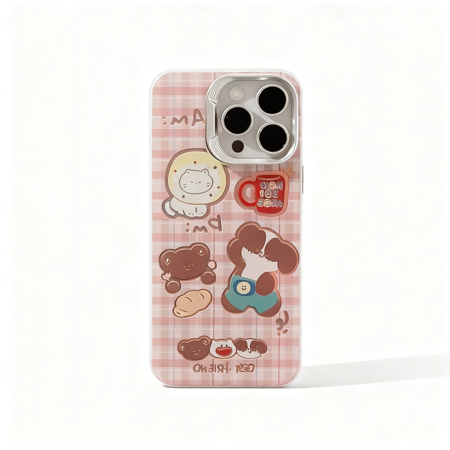 Cute Plaid Small Animal Soft Phone Case for iPhone
