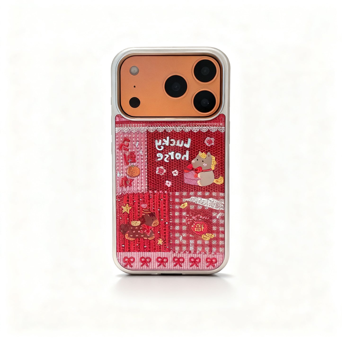 Red Gold Pony Collage Soft Phone Case for iPhone