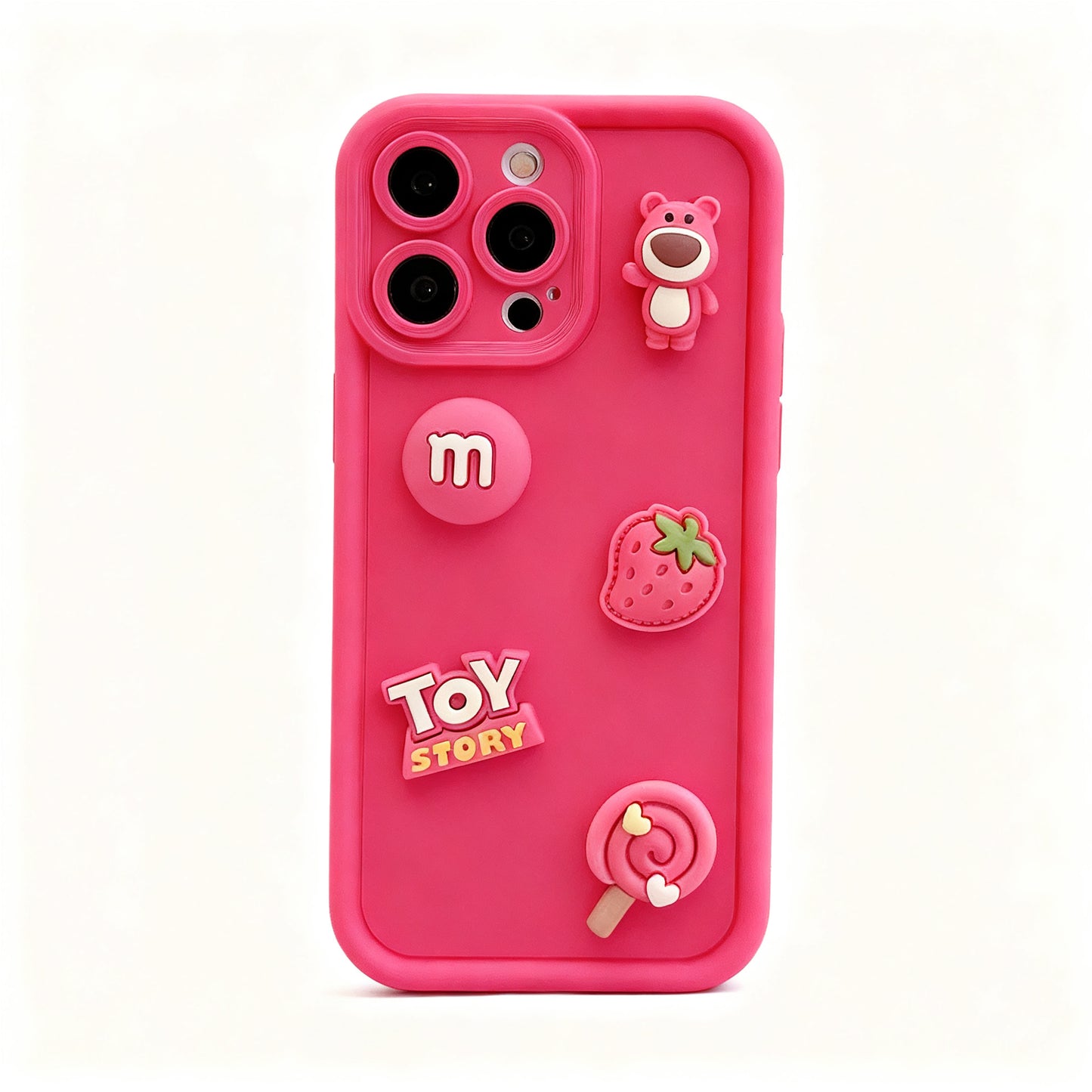 Cute Pink Strawberry Bear Soft Phone Case for iPhone
