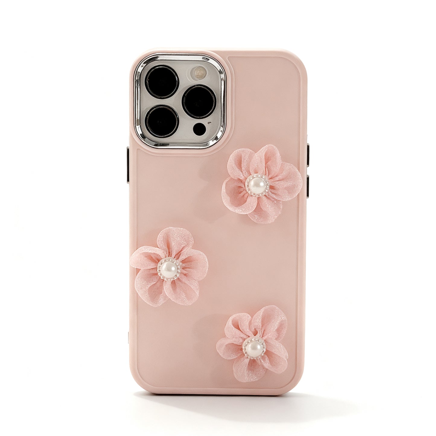 Pink Pearl Lace Floral Shockproof Phone Case for iPhone
