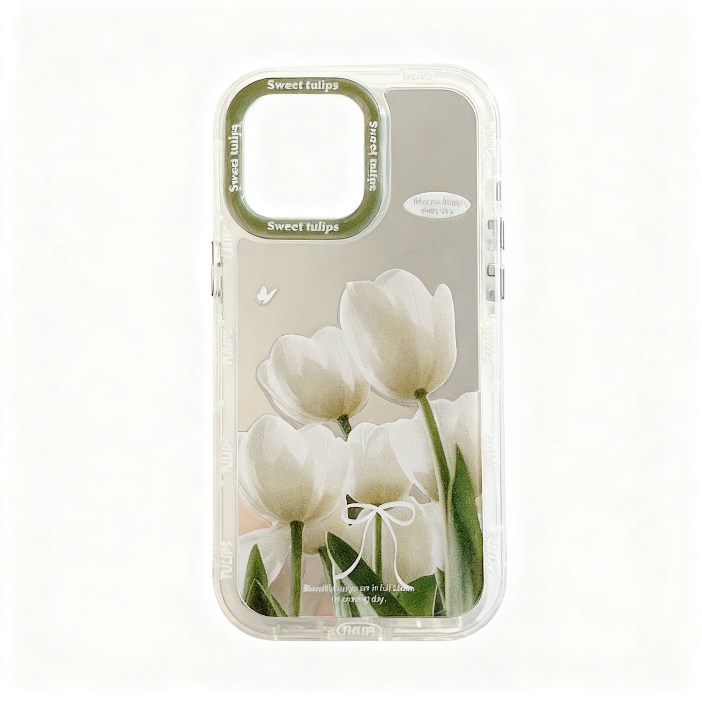 Pink and White Tulip Floral Shockproof Phone Case for iPhone