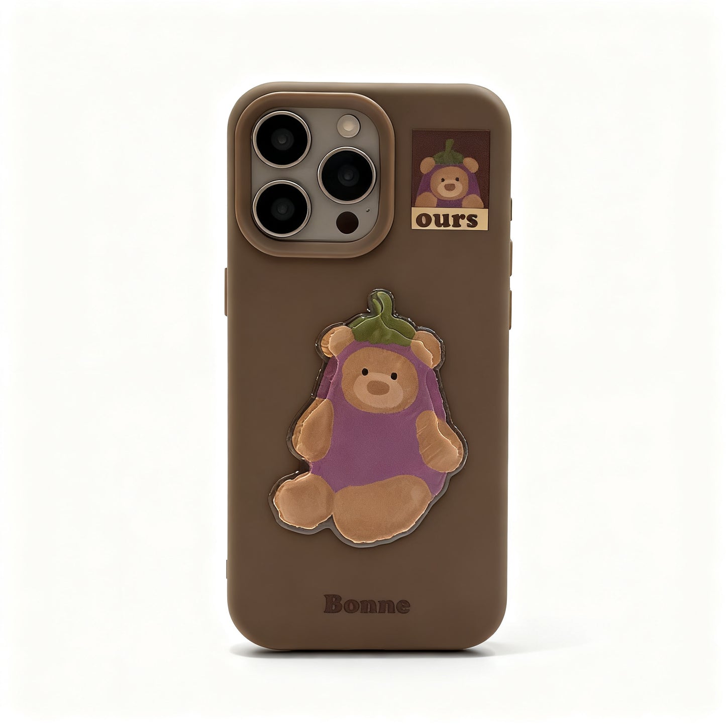 Cute Purple Bear Vintage Phone Case for iPhone