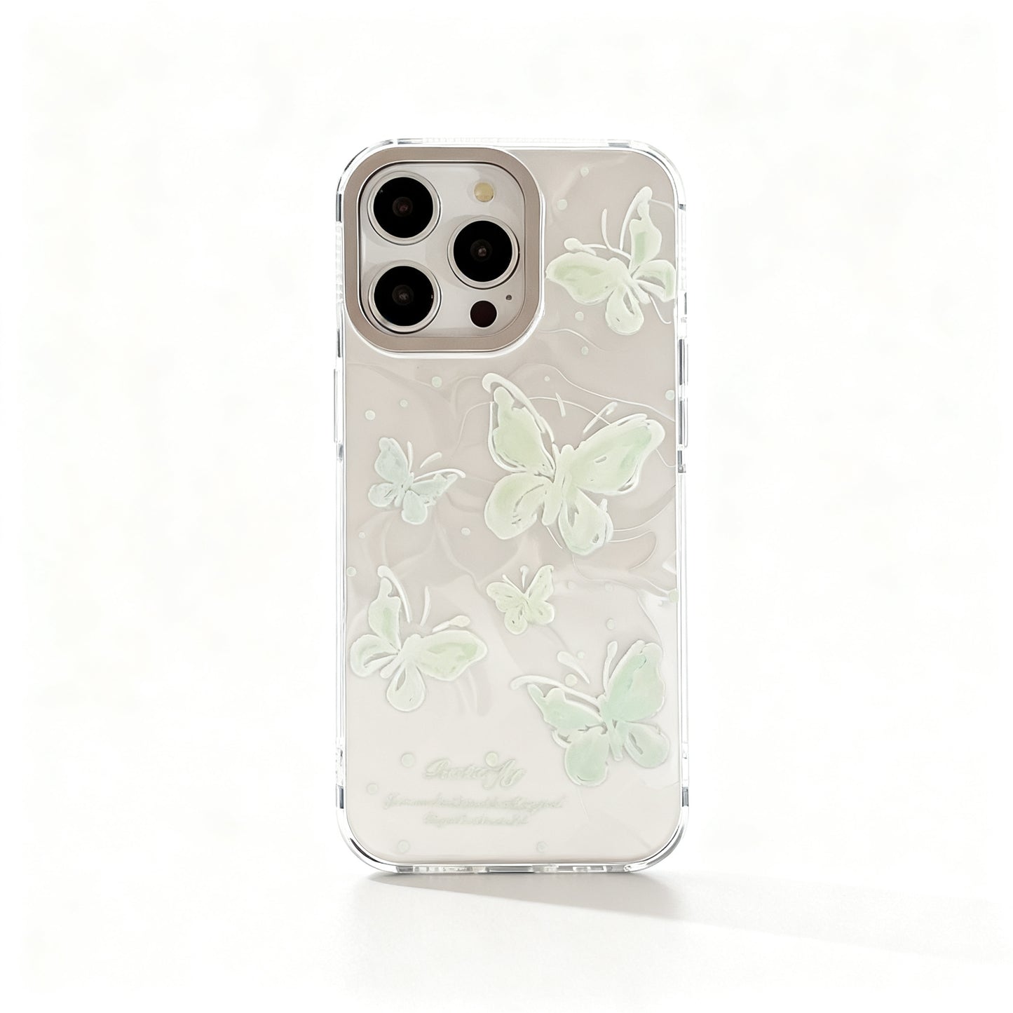 Mint Green Wave Butterfly Soft Phone Case for iPhone