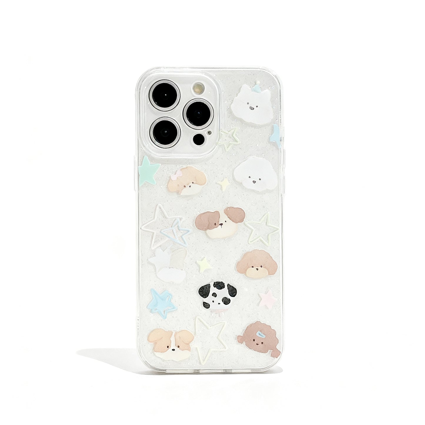Cute Pink Dog Glitter Soft Phone Case for iPhone