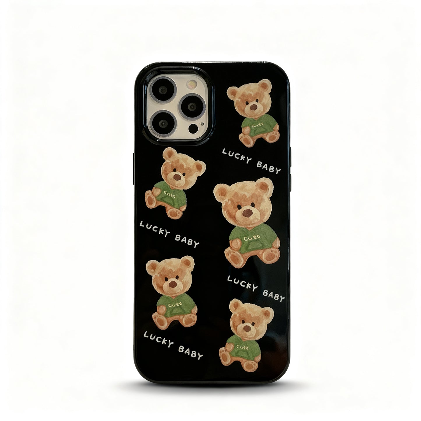 Korean Style Cute Bear Glossy Phone Case for iPhone