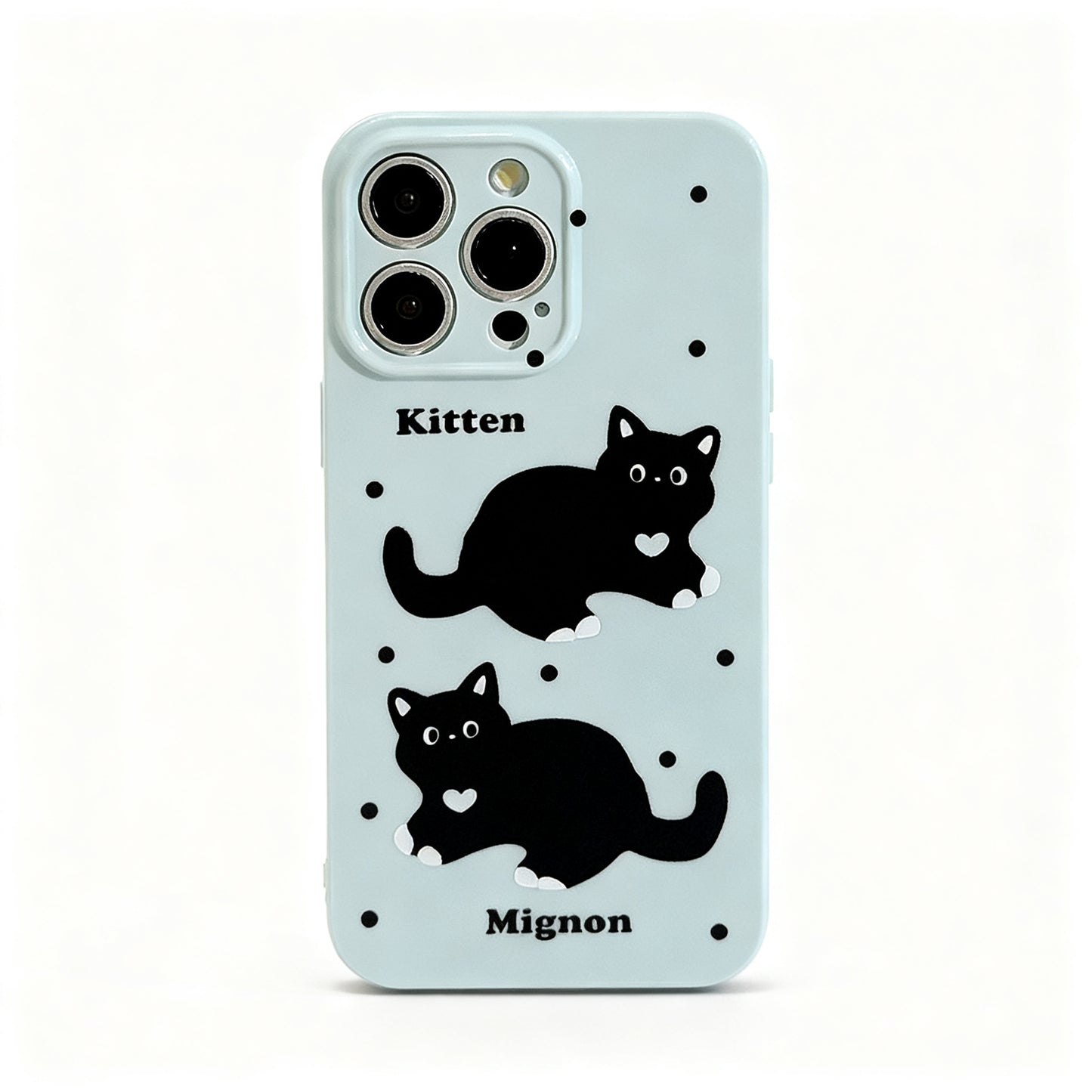Blue Polka Dot Cat Soft Phone Case for iPhone