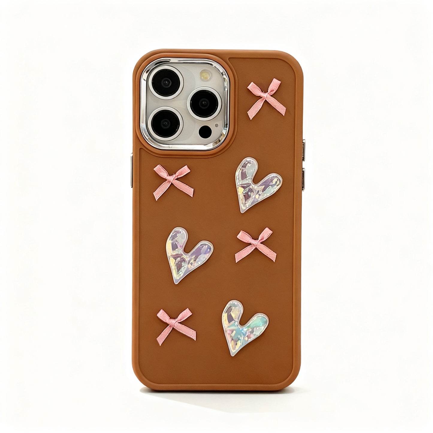 Soft Pink Heart Bow Phone Case for iPhone