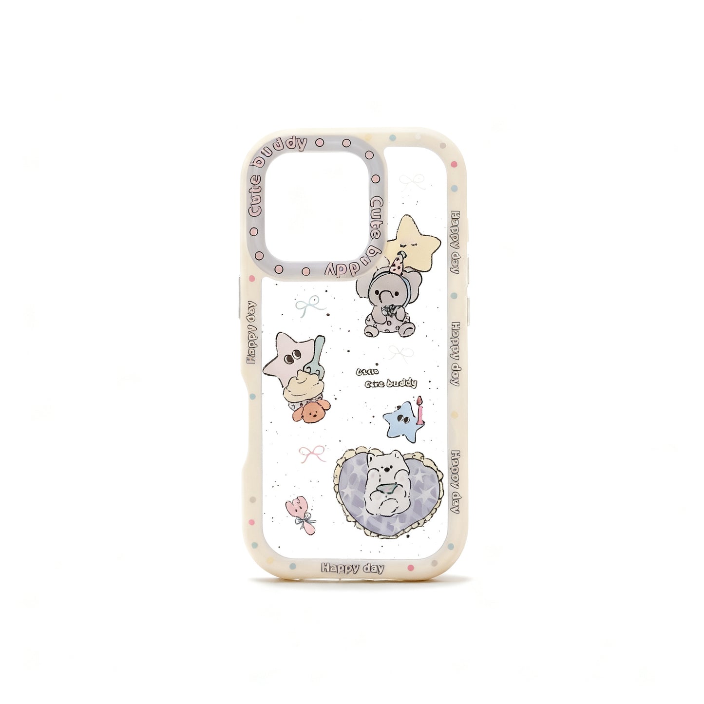 Cute Pink Elephant Star Pattern Shockproof Phone Case for iPhone
