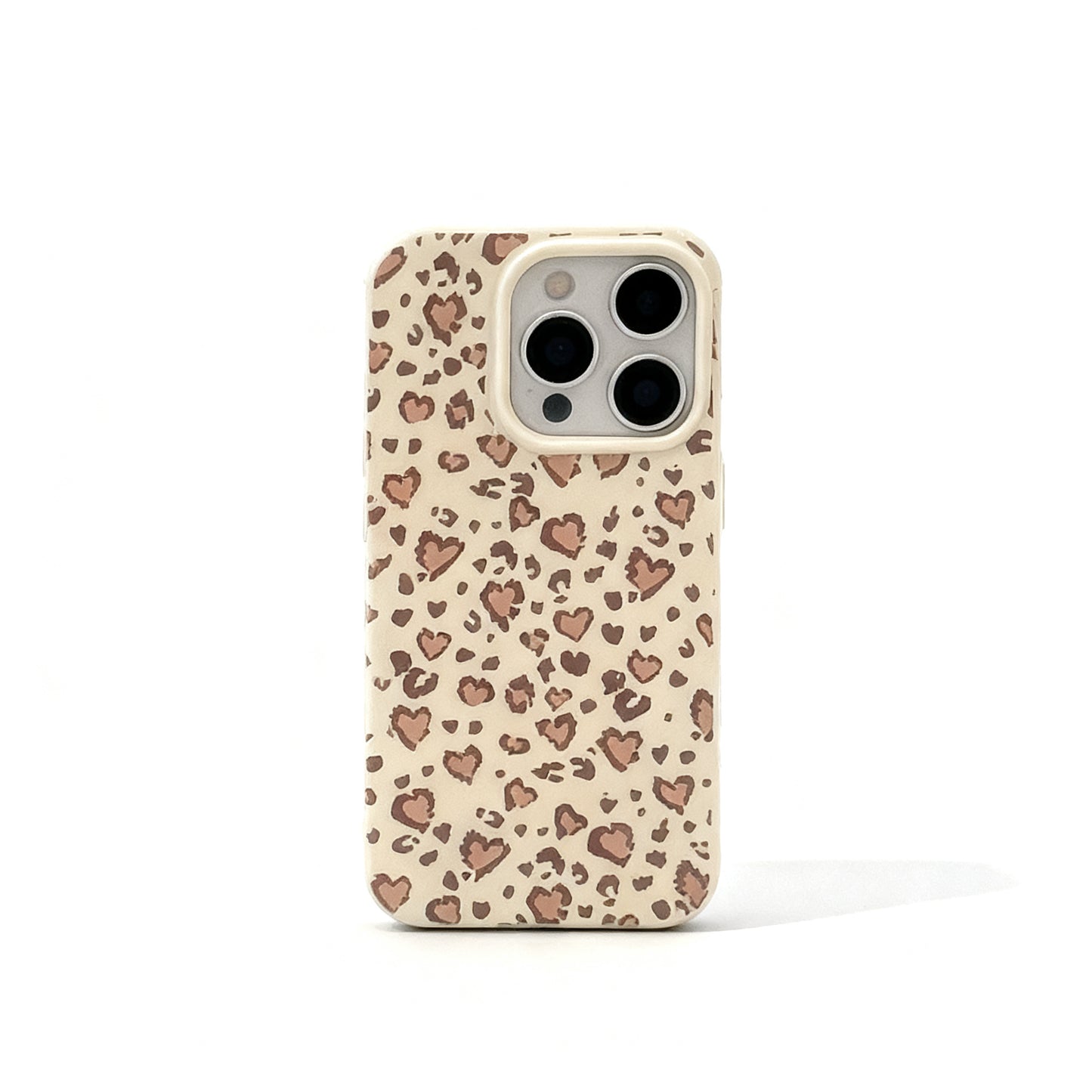 Vintage Heart Leopard Print Soft Phone Case for iPhone
