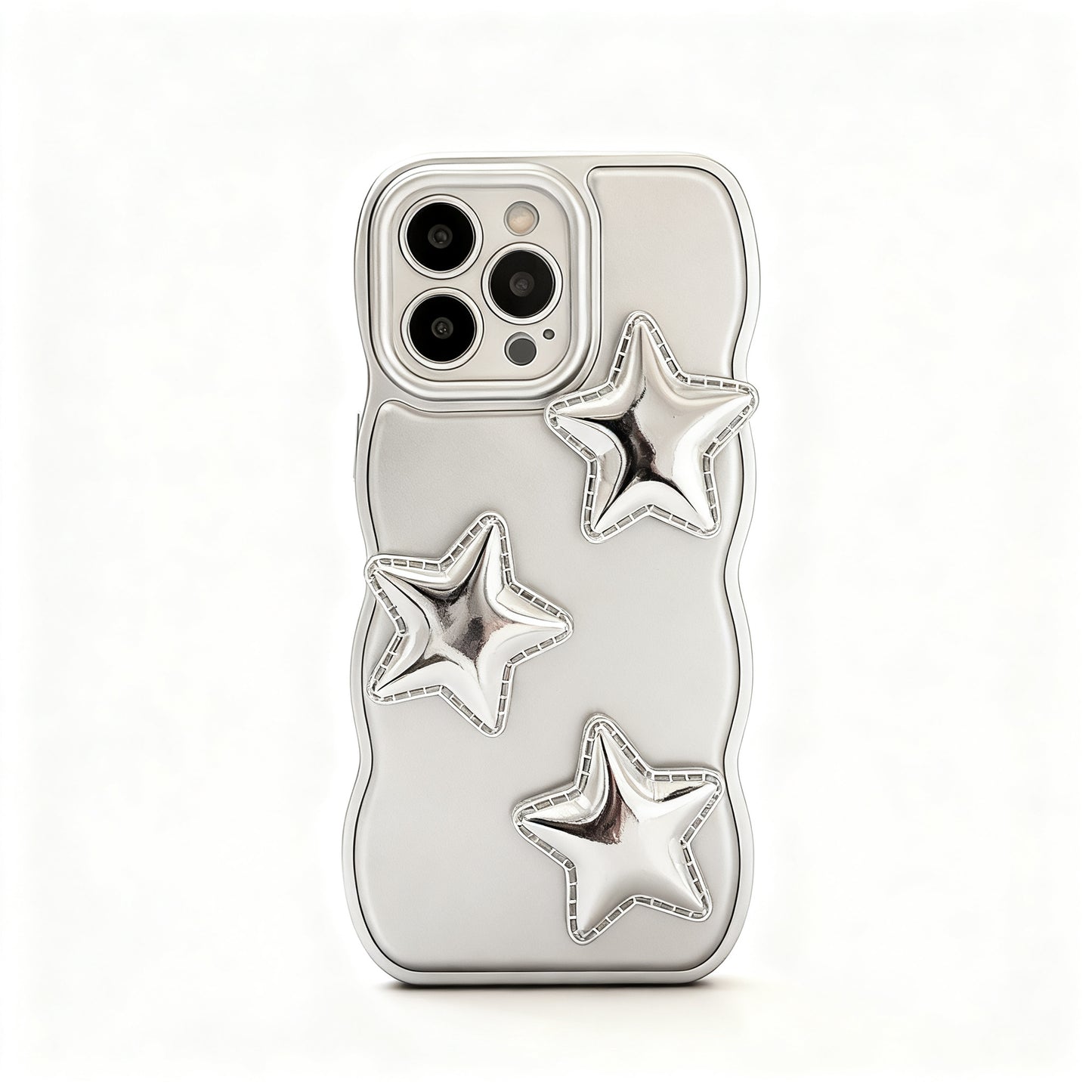 Glossy Silver Star Chain Phone Case for iPhone