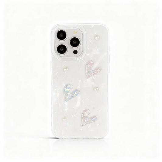 3D Heart Pearl Phone Case for iPhone