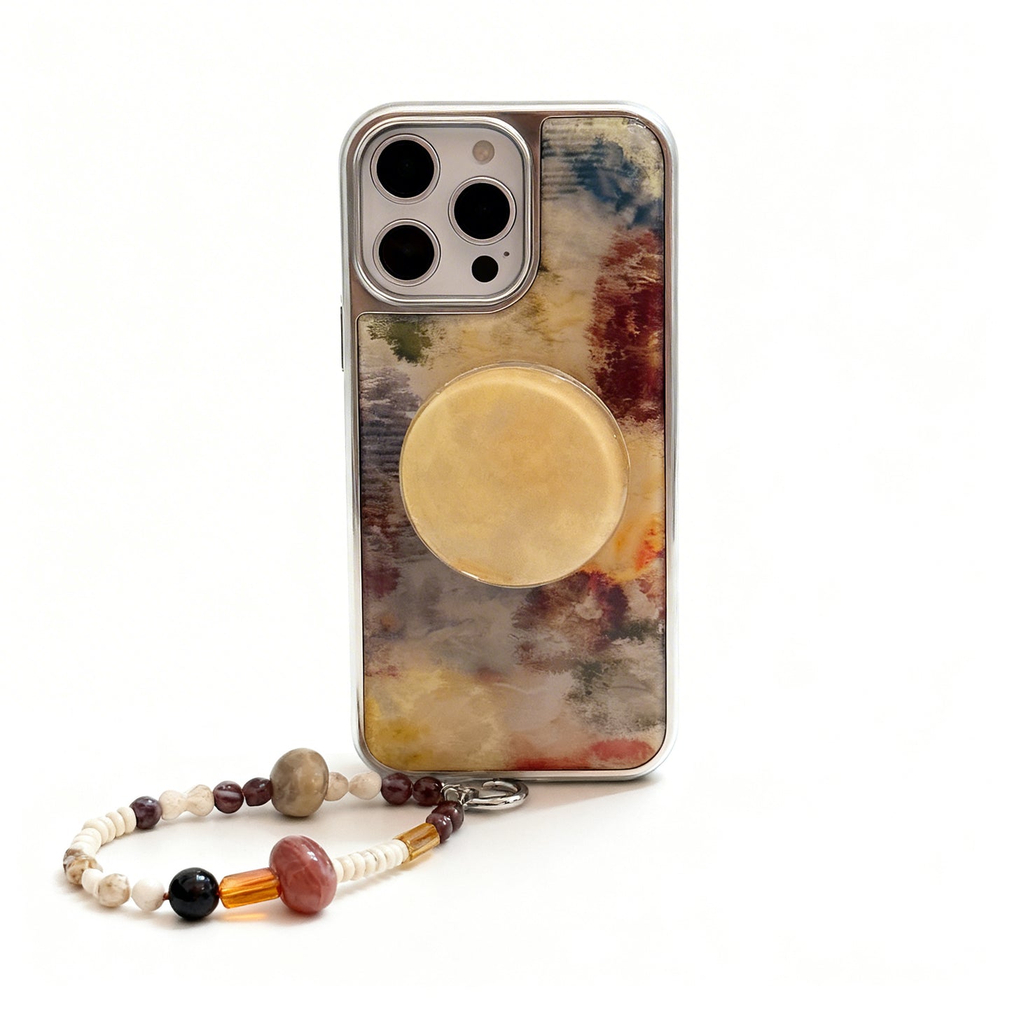 Brown Marble Pattern Soft Phone Case with Stand for iPhone