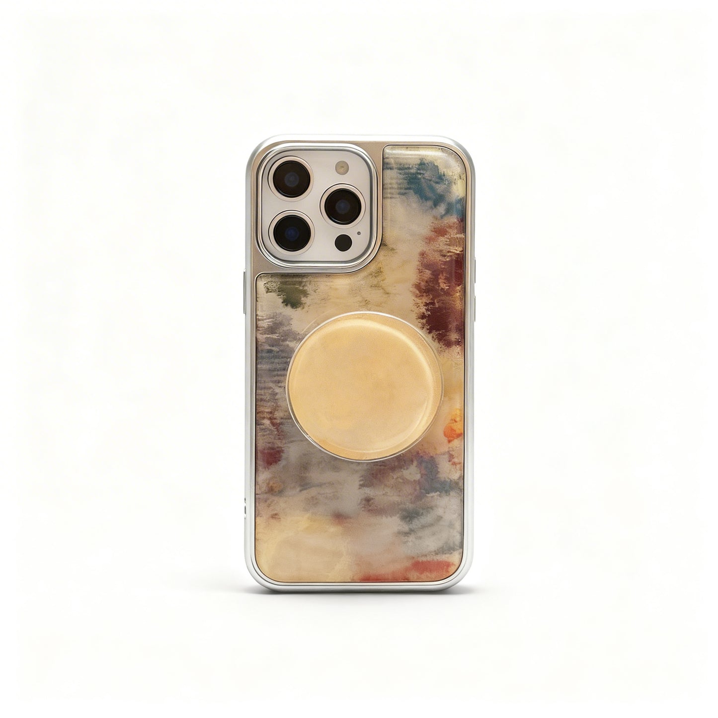 Brown Marble Pattern Soft Phone Case with Stand for iPhone
