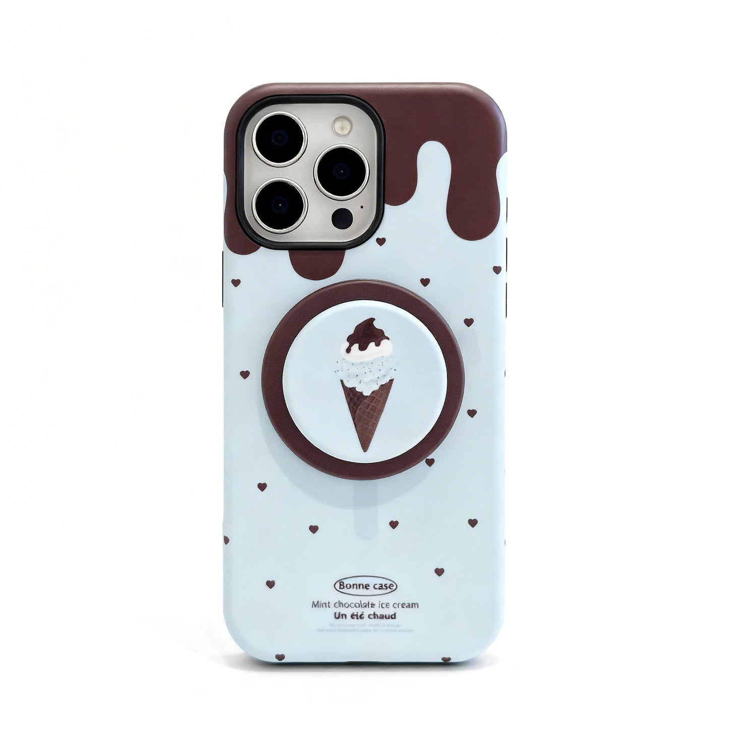 Mint Ice Cream Pattern Magnetic Stand Phone Case for iPhone