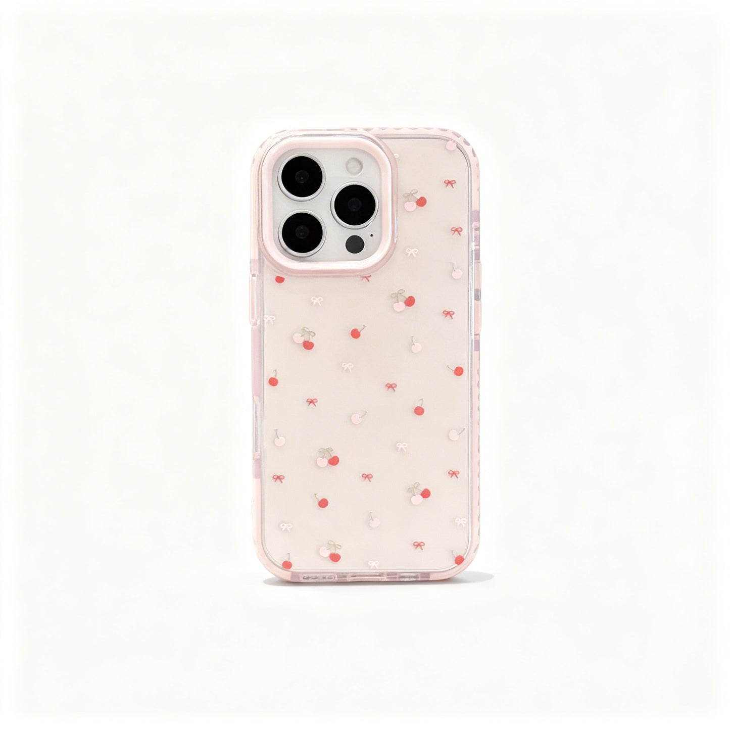 Cute Pink Cherry Soft Silicone Phone Case for iPhone
