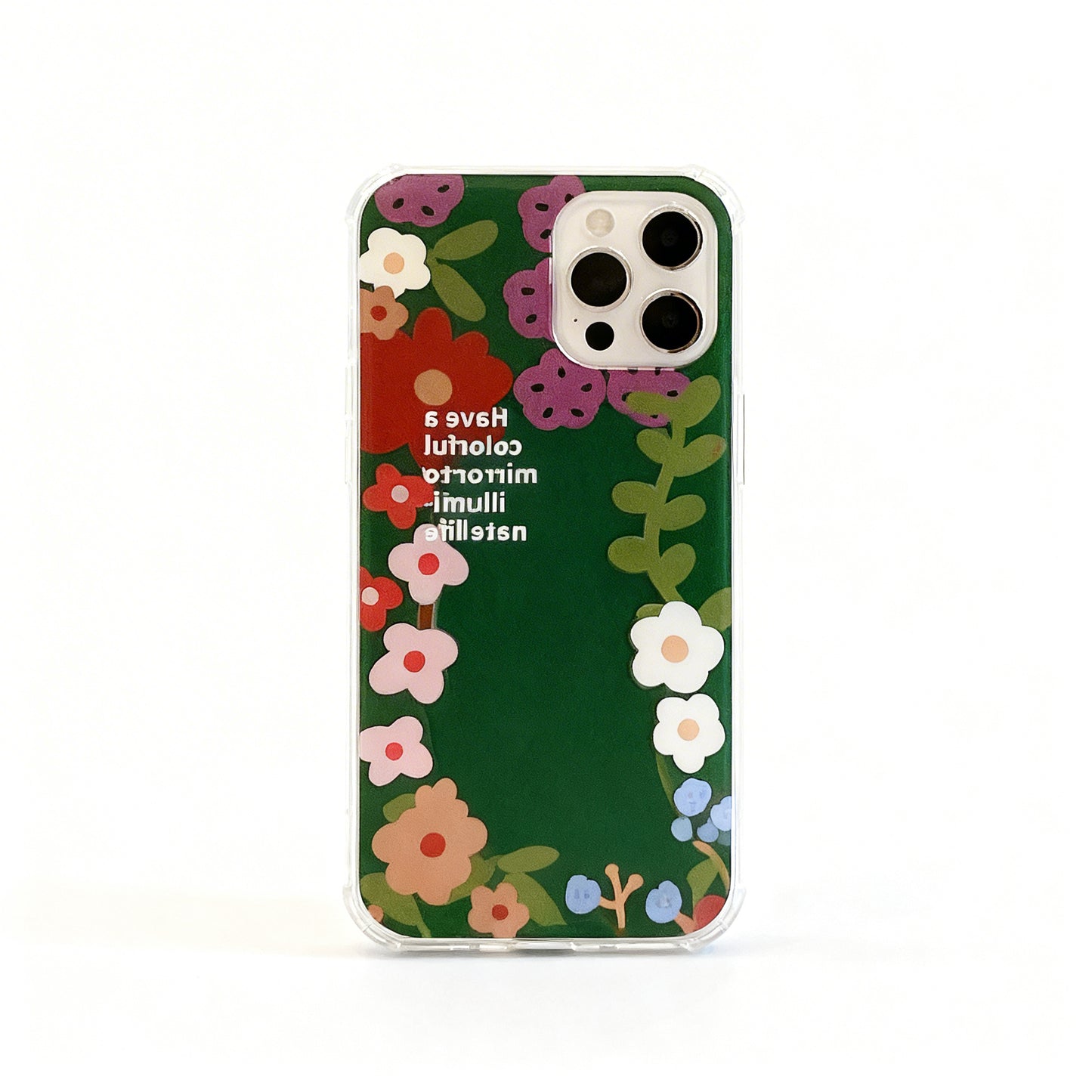 Korean Style Pink Floral Glossy Phone Case for iPhone