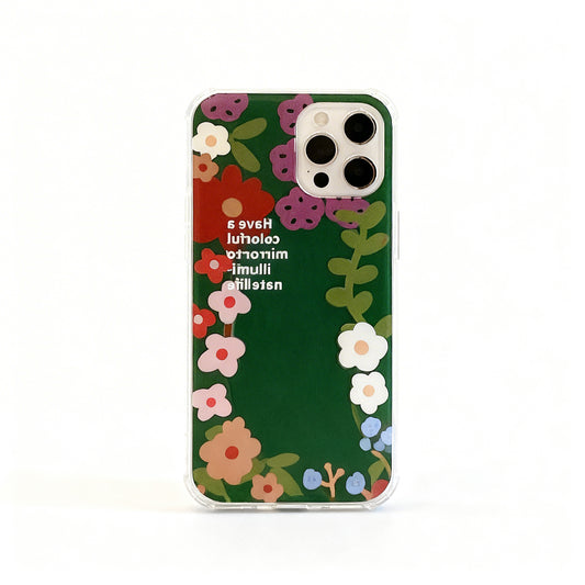 Korean Style Pink Floral Glossy Phone Case for iPhone