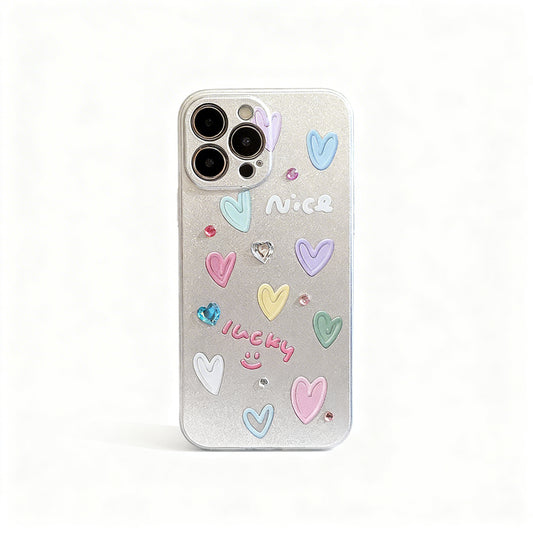 Glossy Pink Heart DIY Phone Case for iPhone