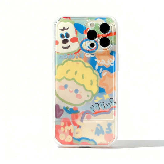 Cute Cartoon Doodle Stand Phone Case for iPhone