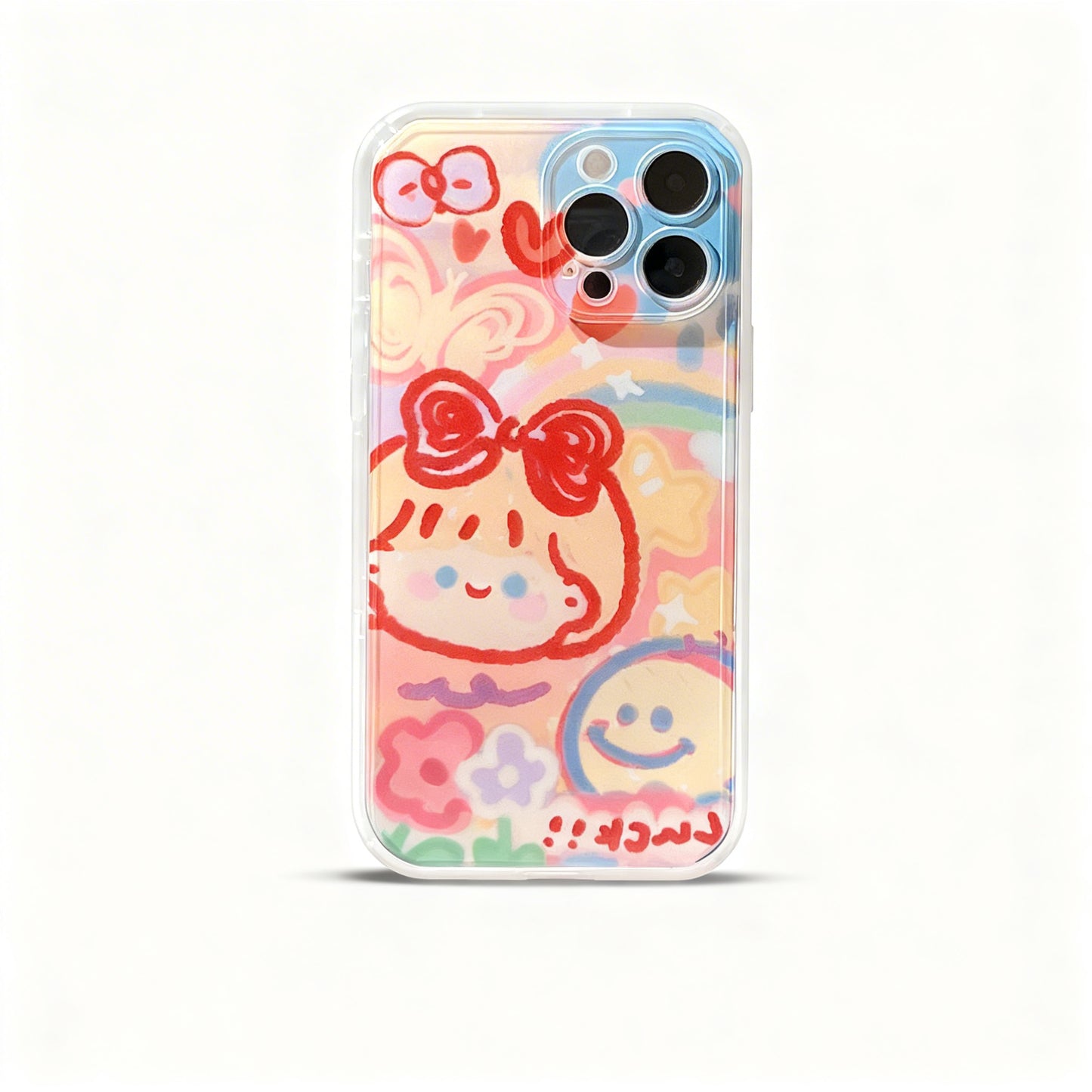 Cute Cartoon Doodle Stand Phone Case for iPhone