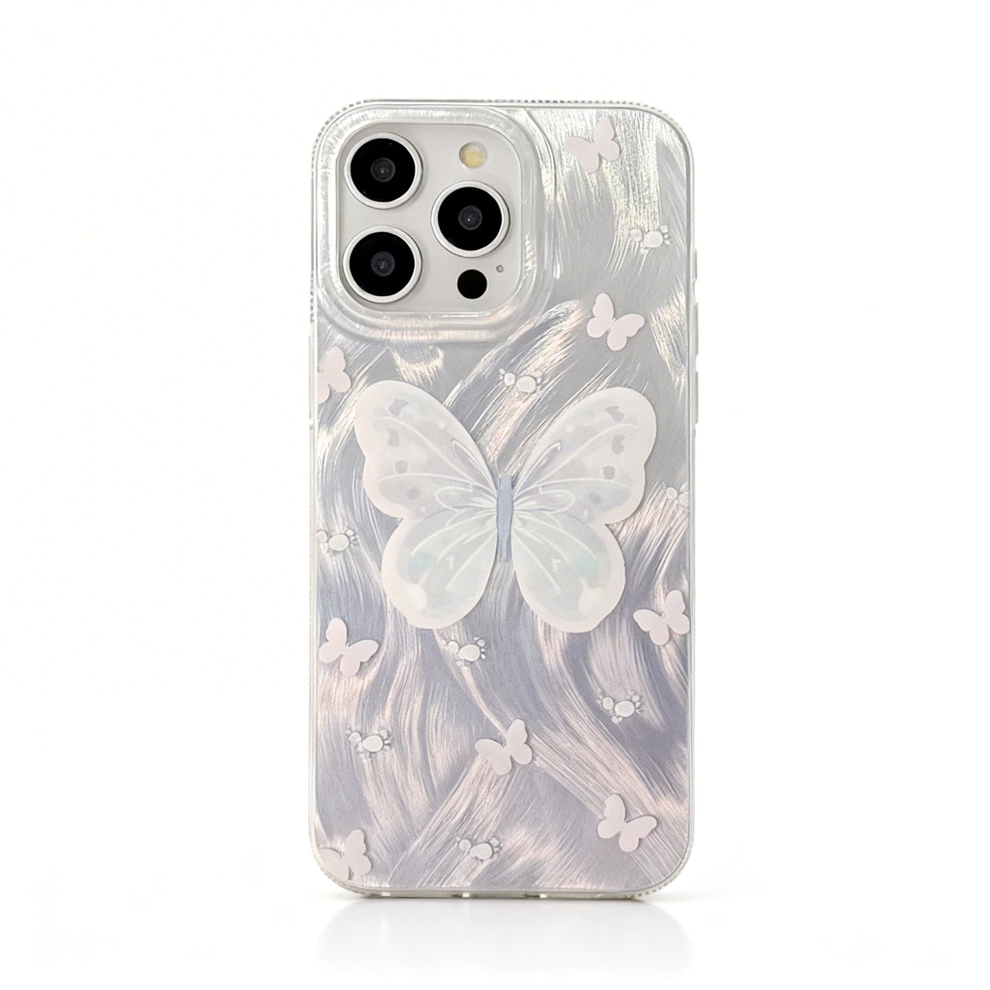 Light Purple Butterfly Soft Phone Case with Stand for iPhone
