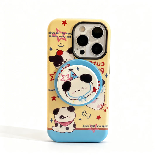 Cute Dog Cartoon Magnetic Stand Phone Case for iPhone