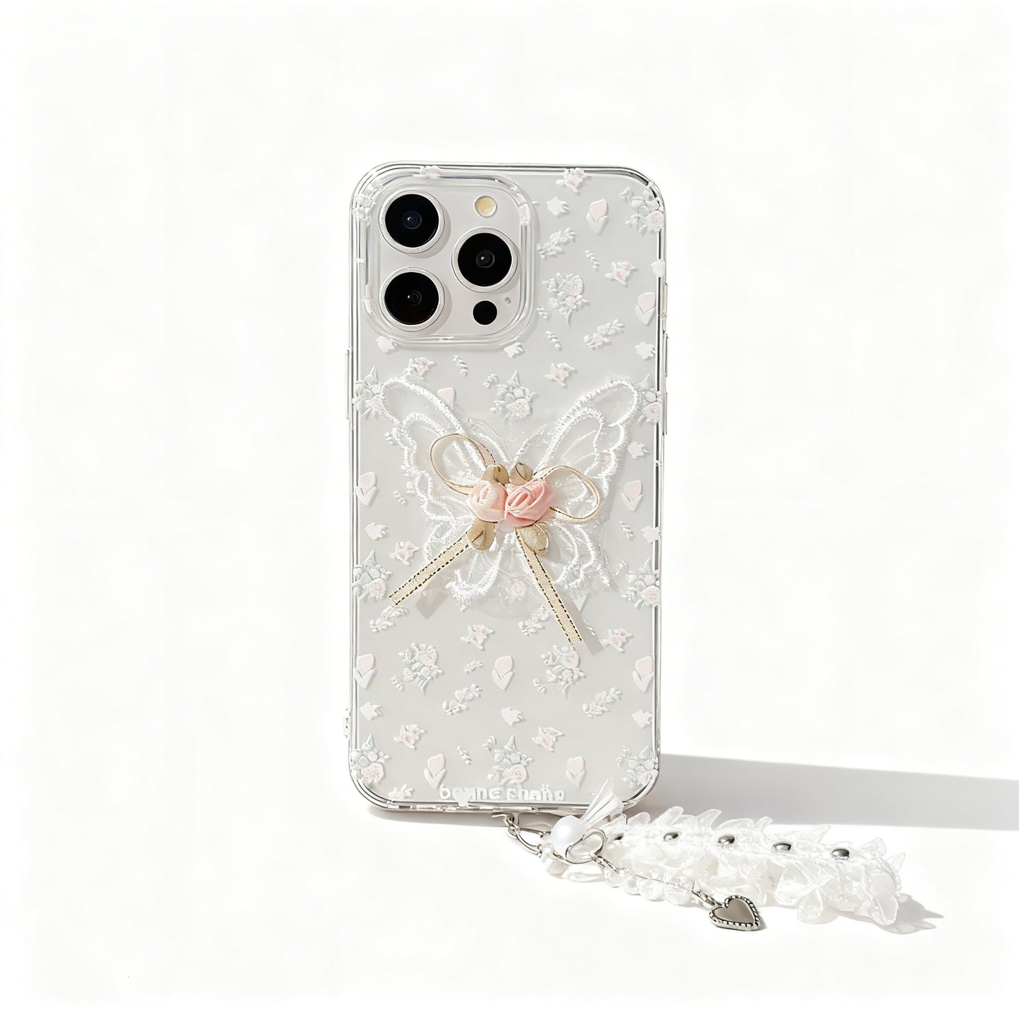 Elegant Floral Butterfly Design Clear Phone Case for iPhone