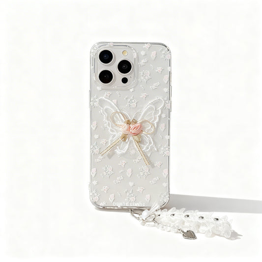 Elegant Floral Butterfly Design Clear Phone Case for iPhone