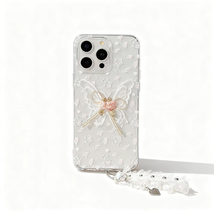 Elegant Floral Butterfly Design Clear Phone Case for iPhone