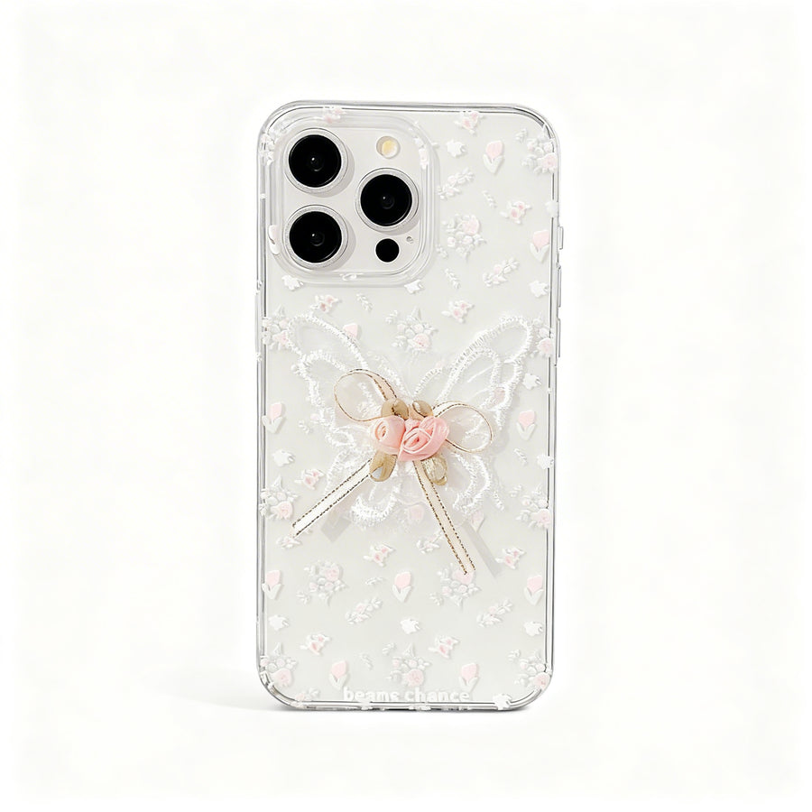 Elegant Floral Butterfly Design Clear Phone Case for iPhone