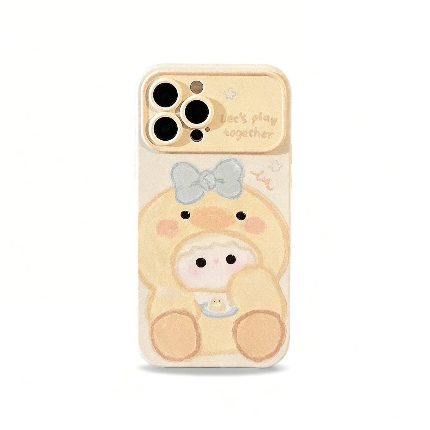 Cute Yellow Cartoon Duck Oil Painting Phone Case for iPhone