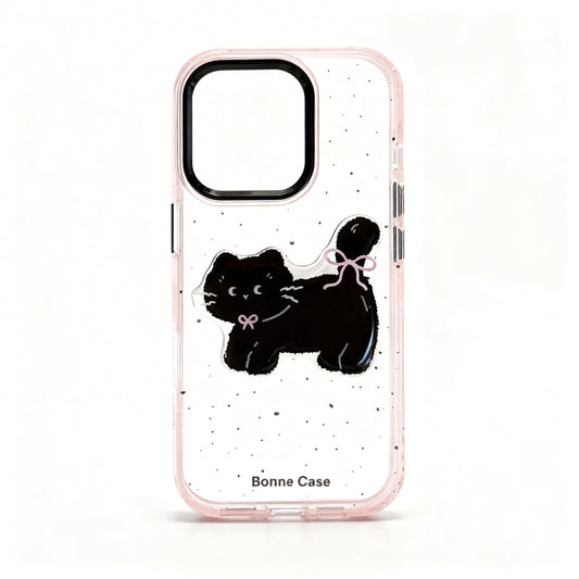 Black and Pink Cat Design Soft Phone Case for iPhone