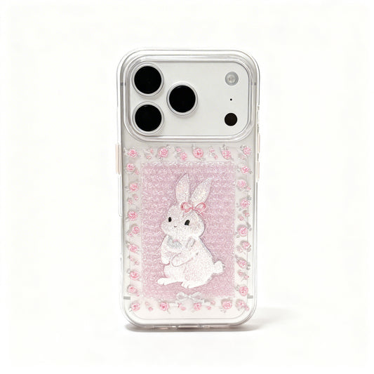Cute Pink Bunny Glitter Phone Case for iPhone