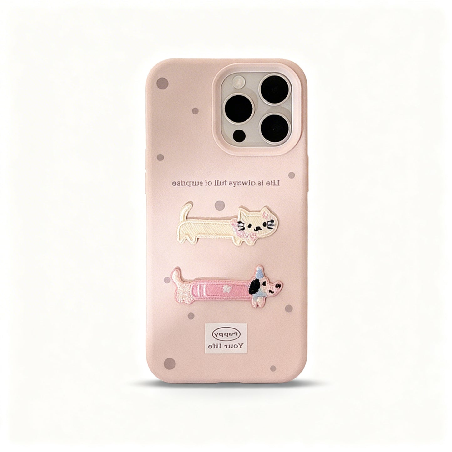 Cute Cat 3D Embroidered Shockproof Phone Case for iPhone