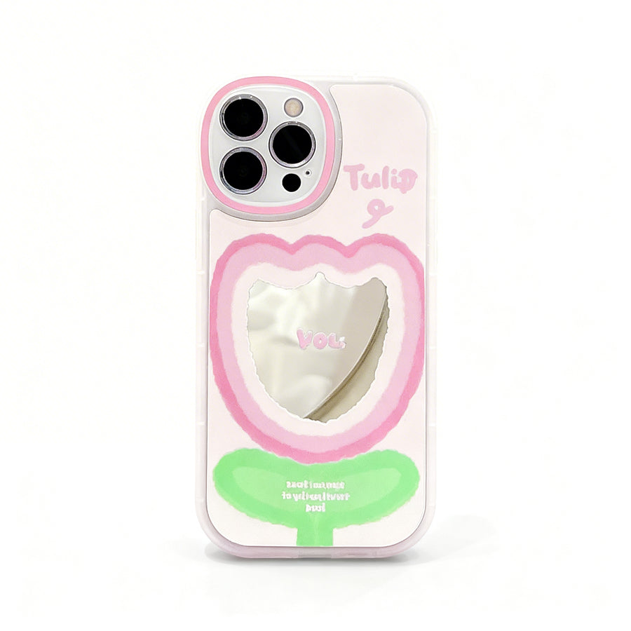 Korean Style Pink Mirror Chain Phone Case for iPhone