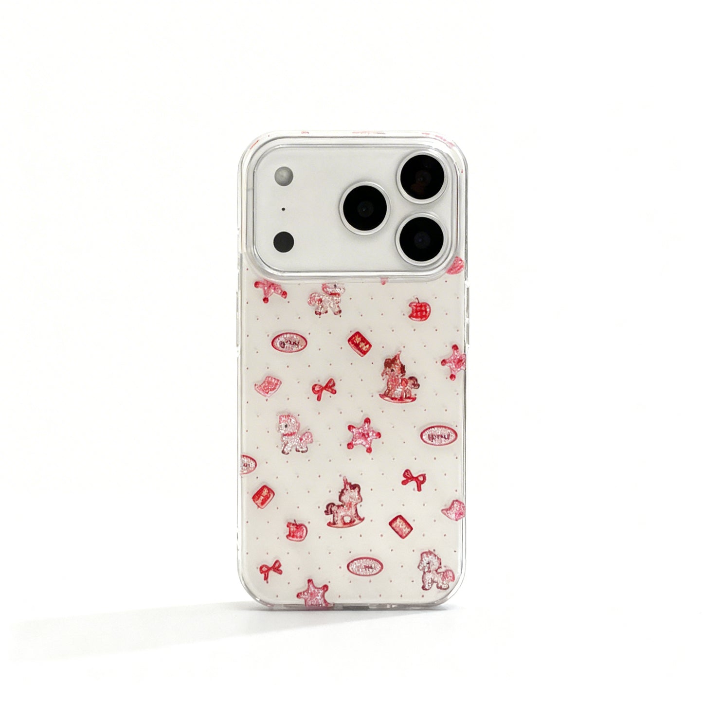 Pink Glitter Cartoon Pony Phone Case for iPhone