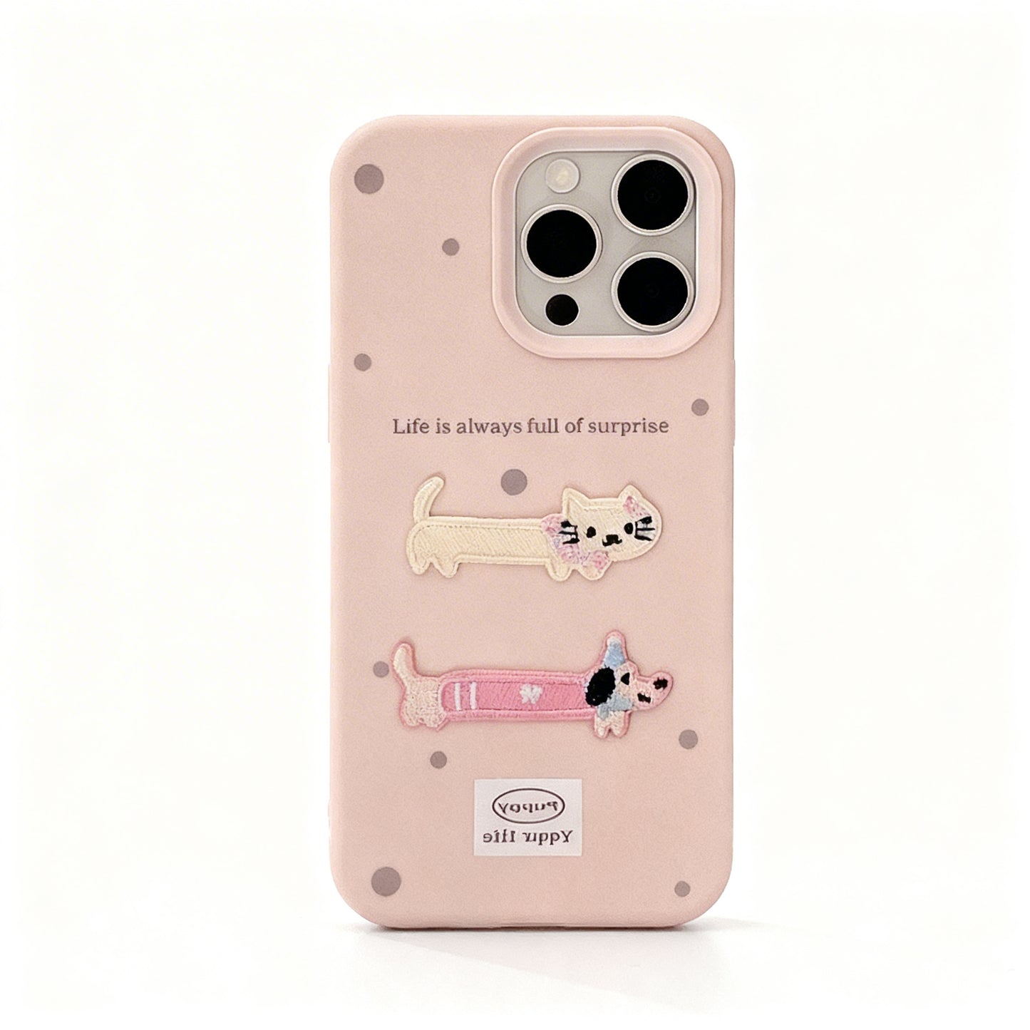 Cute Cartoon Dachshund Embroidered Phone Case for iPhone