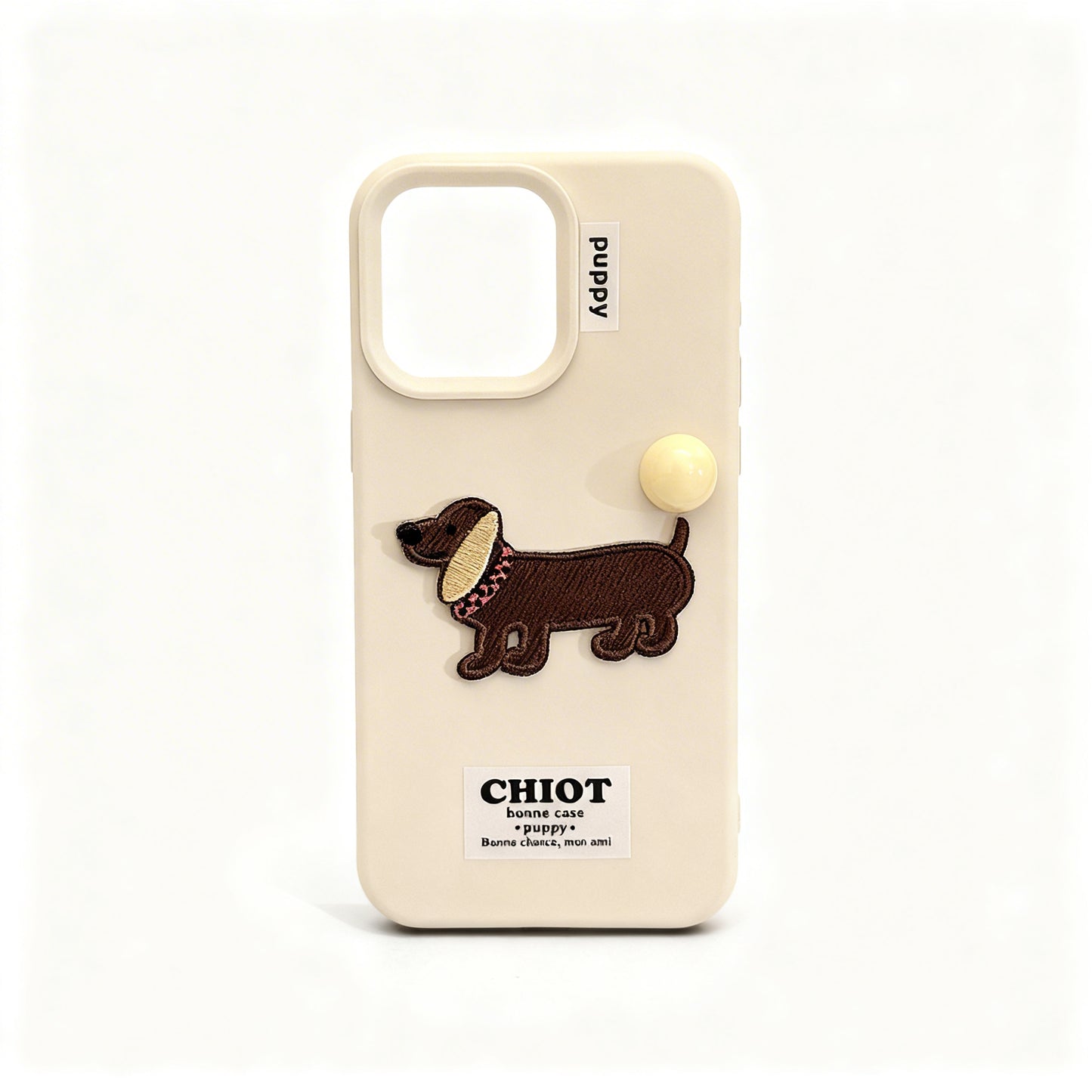 Cute Cartoon Dachshund Embroidered Phone Case for iPhone