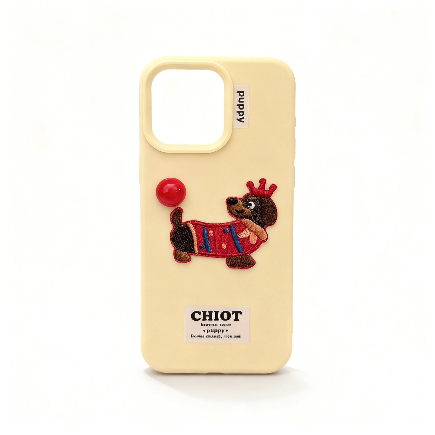 Cute Cartoon Dachshund Embroidered Phone Case for iPhone