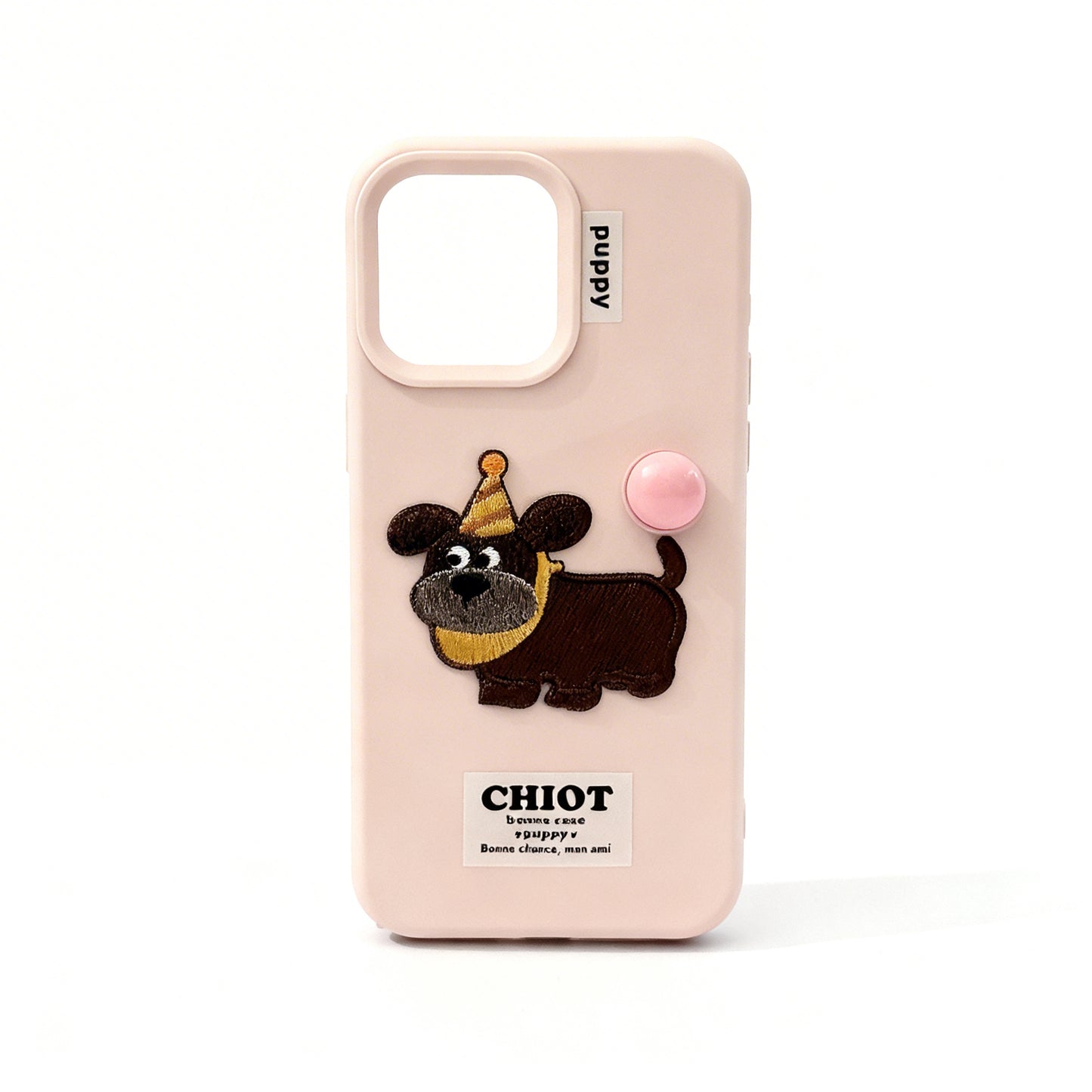 Cute Cartoon Dachshund Embroidered Phone Case for iPhone