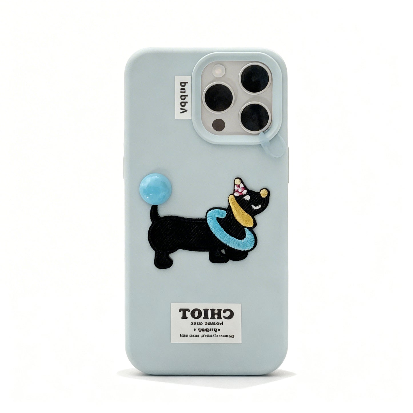 Cute Cartoon Dachshund Embroidered Phone Case for iPhone