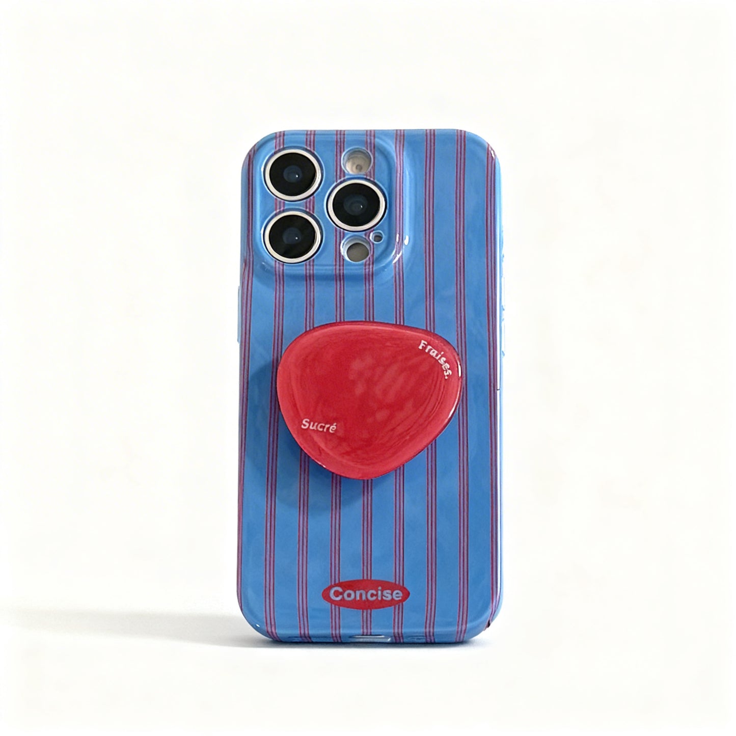 Red and Blue Striped Vintage Stand Phone Case for iPhone